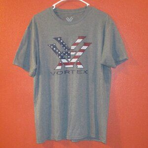 Vortex Shirt Men Large Gray Red White Blue Patrotic Outdoor Short Sleeve Shirt